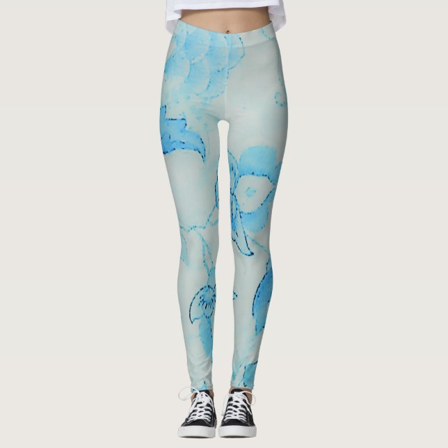 Prizzy Prints - Unique Teal Blue Leggings (Front)