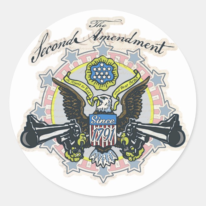 Pro 2nd Amendment Gun Toting Eagle Gear Round Stickers