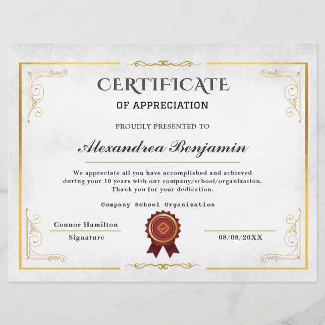 pro Achievement Appreciate Certificate (Front)