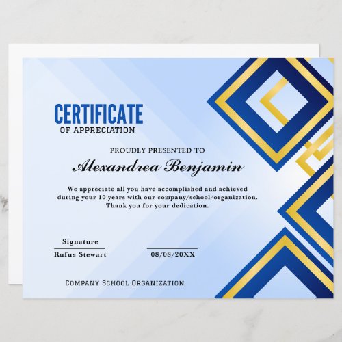 pro Achievement Appreciate Certificate