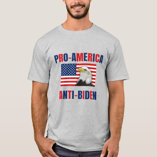 PRO_AMERICA ANTI_BIDEN AMERICAN FLAG WITH EAGLE T_Shirt