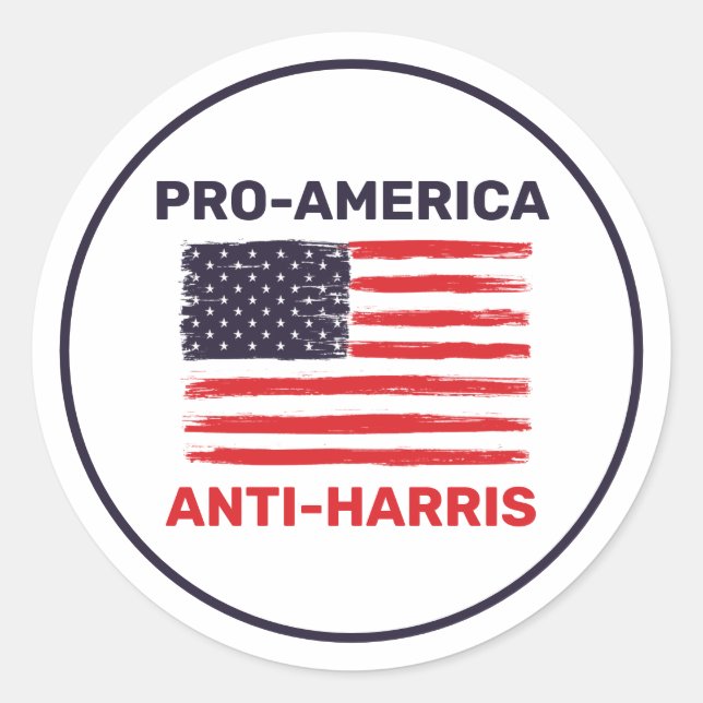 Pro America Anti Harris Customized Classic Round Sticker (Front)