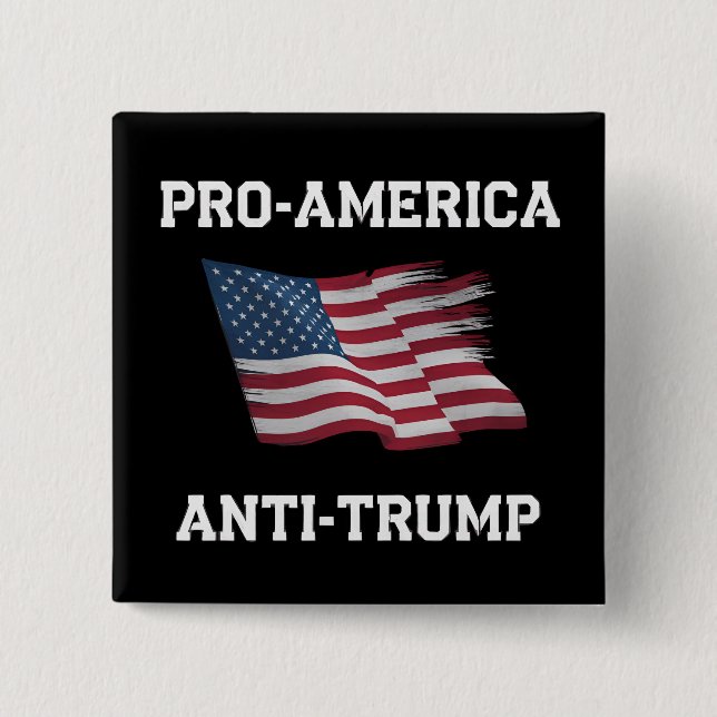Pro America Anti Trump Vintage USA Flag Button (Front)