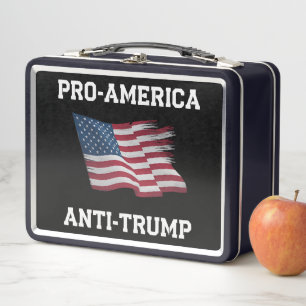 Pro America Anti Trump Vintage USA Flag Metal Lunch Box