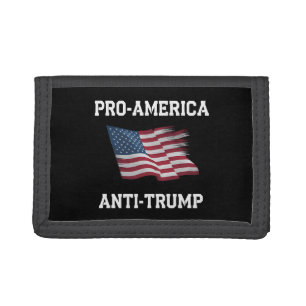 Pro America Anti Trump Vintage USA Flag Trifold Wallet