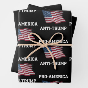 Pro America Anti Trump Vintage USA Flag Wrapping Paper Sheets