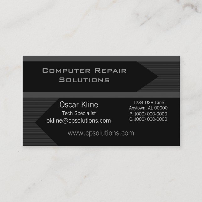 Pro Arrows Business Card, Black and Gray Business Card (Front)