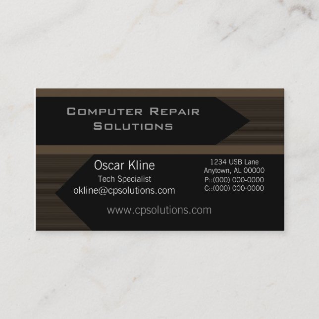 Pro Arrows Business Card, Chocolate Brown Card (Front)