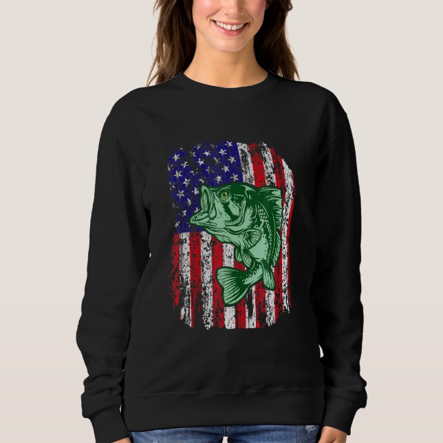 Pro Bass Fishing American Flag Angler Fisherman 4t Sweatshirt (Front)