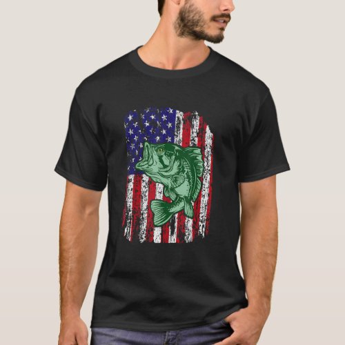 Pro Bass Fishing American Flag Angler Fisherman 4t T_Shirt