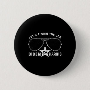 Pro Biden Harris President Democracy Campaign Vint Button