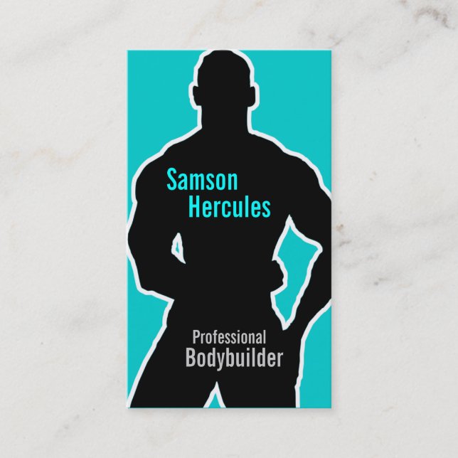 Pro Bodybuilder Black & Blue Business Card (Front)