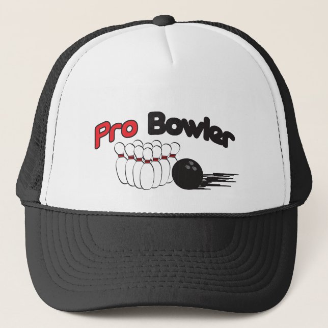 Pro Bowler Bowling 🎳 Pin and Ball Trucker Hat (Front)
