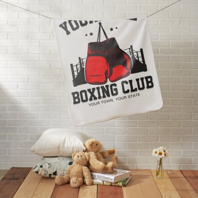 Pro Boxer ADD NAME Red Gloves Boxing Ring Training Baby Blanket (In Situ)