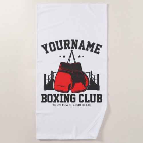 Pro Boxer ADD NAME Red Gloves Boxing Ring Training Beach Towel