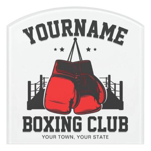 Pro Boxer ADD NAME Red Gloves Boxing Ring Training Door Sign