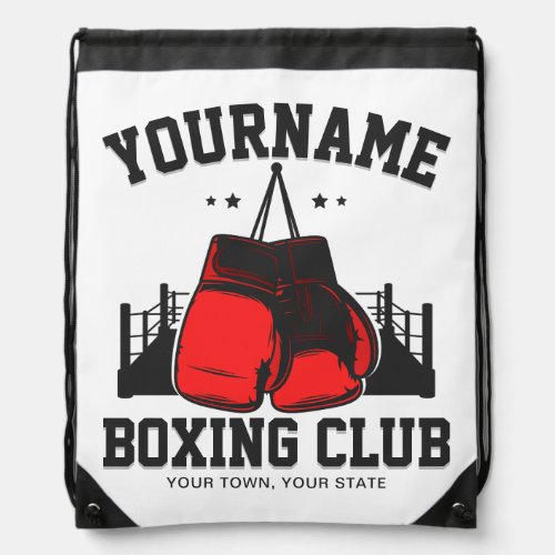 Pro Boxer ADD NAME Red Gloves Boxing Ring Training Drawstring Bag