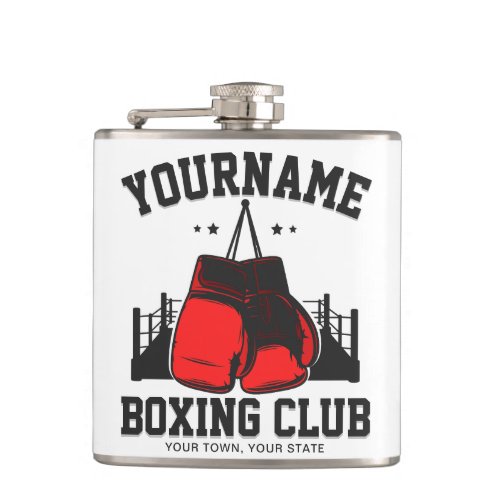 Pro Boxer ADD NAME Red Gloves Boxing Ring Training Flask