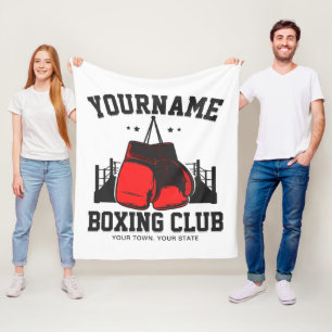Pro Boxer ADD NAME Red Gloves Boxing Ring Training Fleece Blanket