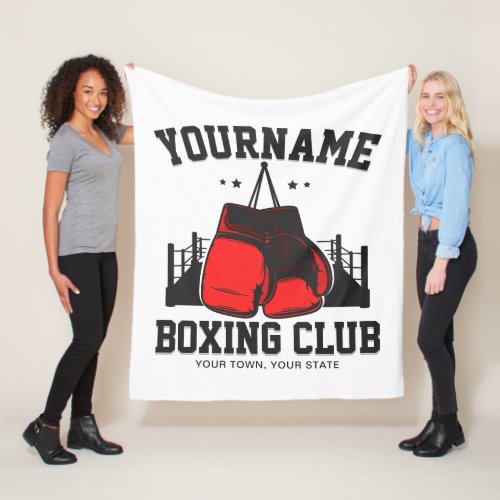 Pro Boxer ADD NAME Red Gloves Boxing Ring Training Fleece Blanket