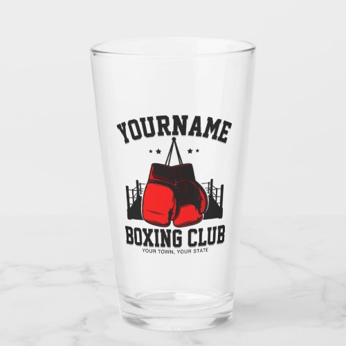 Pro Boxer ADD NAME Red Gloves Boxing Ring Training Glass