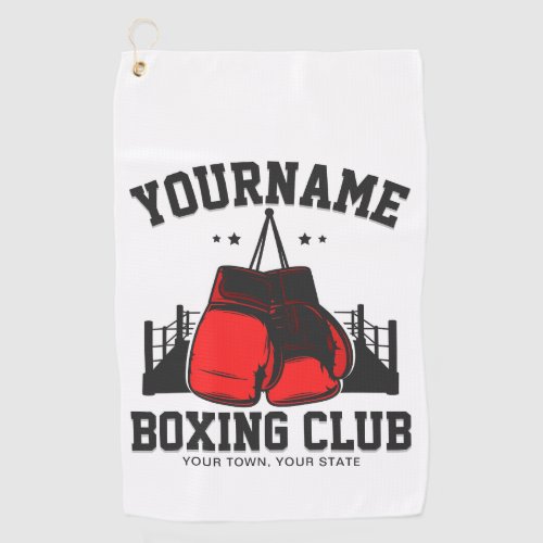 Pro Boxer ADD NAME Red Gloves Boxing Ring Training Golf Towel