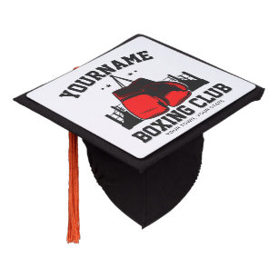 Pro Boxer ADD NAME Red Gloves Boxing Ring Training Graduation Cap Topper