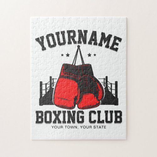 Pro Boxer ADD NAME Red Gloves Boxing Ring Training Jigsaw Puzzle