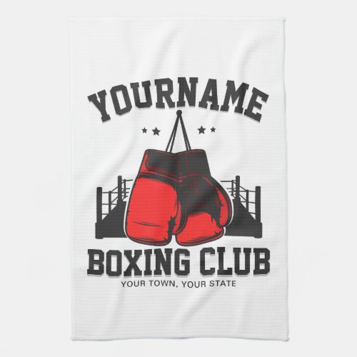 Pro Boxer ADD NAME Red Gloves Boxing Ring Training Kitchen Towel