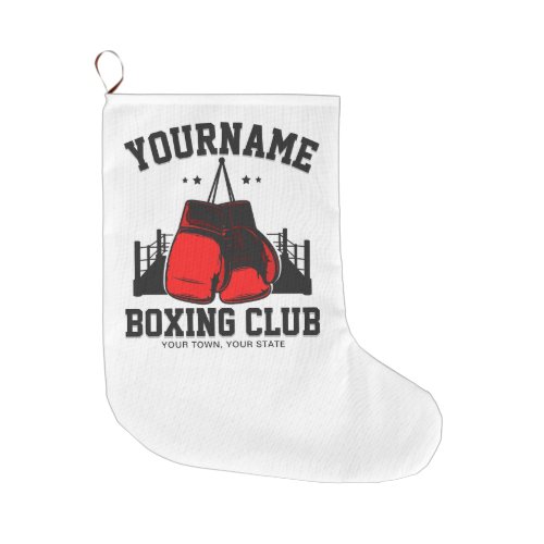 Pro Boxer ADD NAME Red Gloves Boxing Ring Training Large Christmas Stocking
