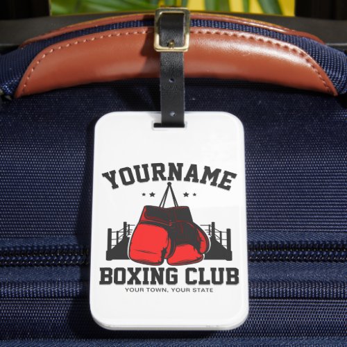 Pro Boxer ADD NAME Red Gloves Boxing Ring Training Luggage Tag