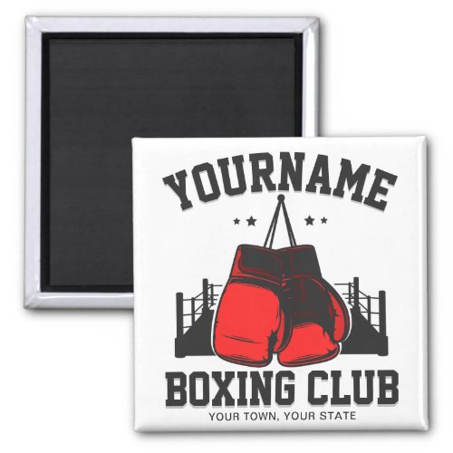 Pro Boxer ADD NAME Red Gloves Boxing Ring Training Magnet