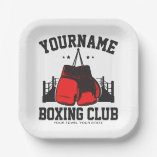 Pro Boxer ADD NAME Red Gloves Boxing Ring Training Paper Plates