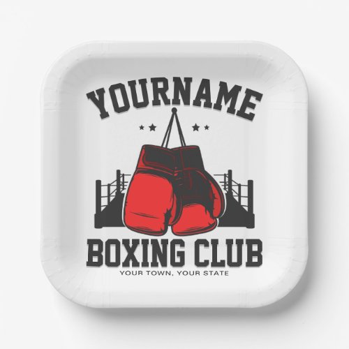 Pro Boxer ADD NAME Red Gloves Boxing Ring Training Paper Plates
