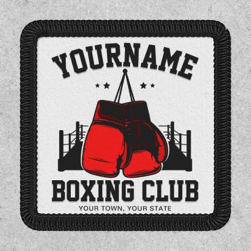 Pro Boxer ADD NAME Red Gloves Boxing Ring Training Patch