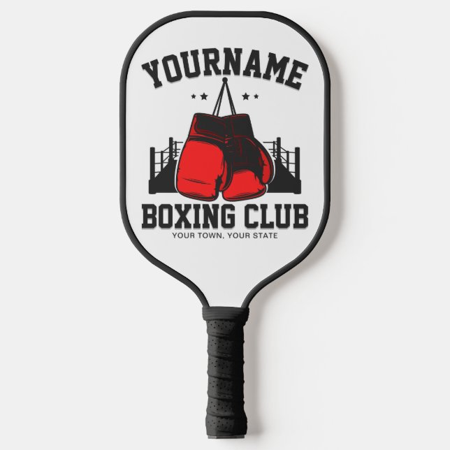 Pro Boxer ADD NAME Red Gloves Boxing Ring Training Pickleball Paddle (Front)