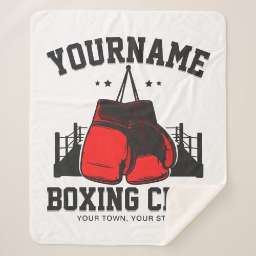 Pro Boxer ADD NAME Red Gloves Boxing Ring Training Sherpa Blanket