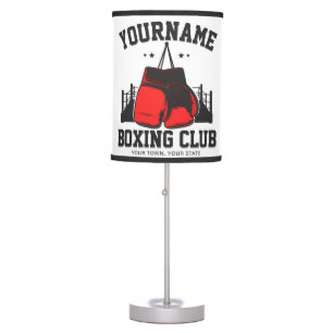 Pro Boxer ADD NAME Red Gloves Boxing Ring Training Table Lamp