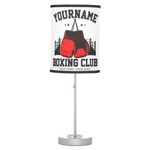 Pro Boxer ADD NAME Red Gloves Boxing Ring Training Table Lamp