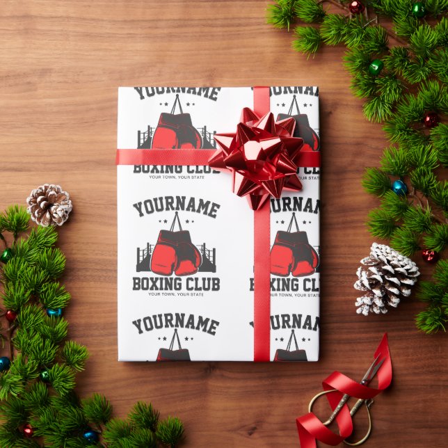Pro Boxer ADD NAME Red Gloves Boxing Ring Training Wrapping Paper (Holiday Gift)