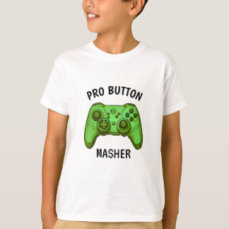 Pro Button Masher | Video Game Controller Green T-Shirt