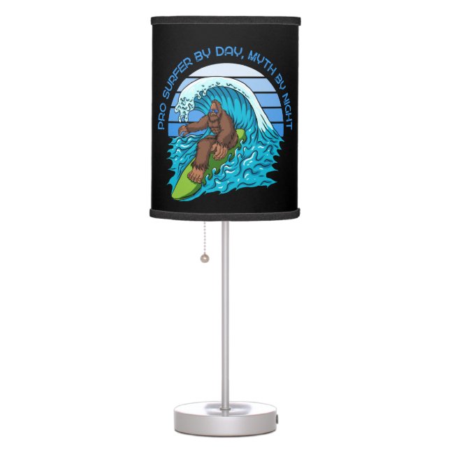 Pro By Day, Myth By Night Surfing Bigfoot Table Lamp (Right)