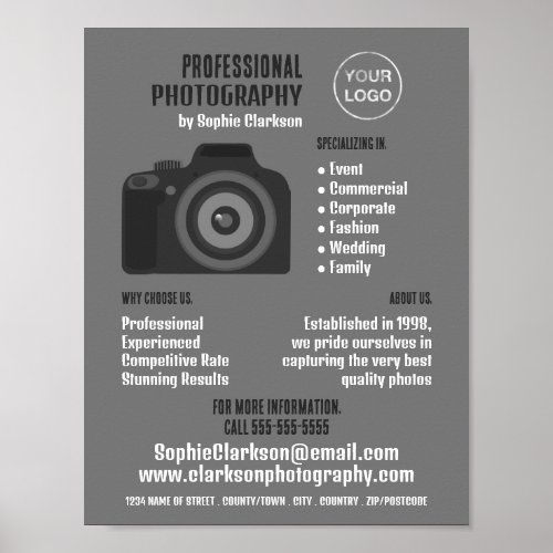 Pro Camera Icon Photographer Photography Hire Poster