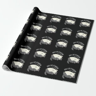 Pro-cat-stinator Funny Fat Cat Pun Dark BG Wrapping Paper
