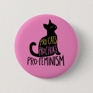 Pro-cats pro-choice pro-feminism black cat button
