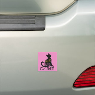 Pro-cats pro-choice pro-feminism black cat car magnet
