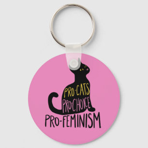 Pro-cats pro-choice pro-feminism black cat keychain