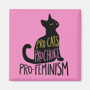 Pro-cats pro-choice pro-feminism black cat magnet