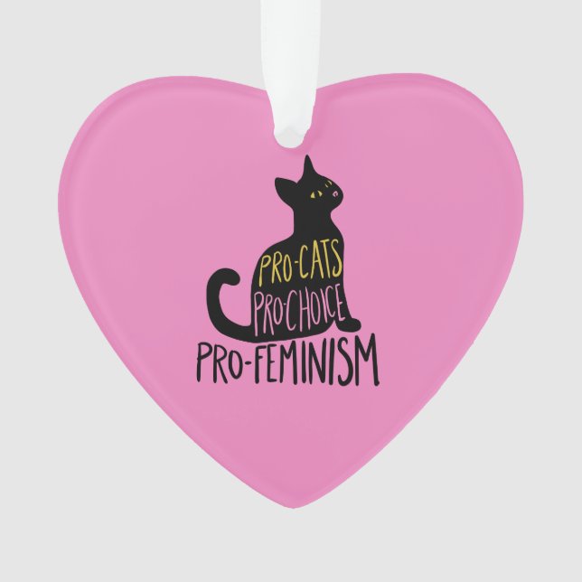 Pro-cats pro-choice pro-feminism black cat ornament (Front)