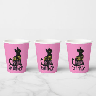 Pro-cats pro-choice pro-feminism black cat paper cups